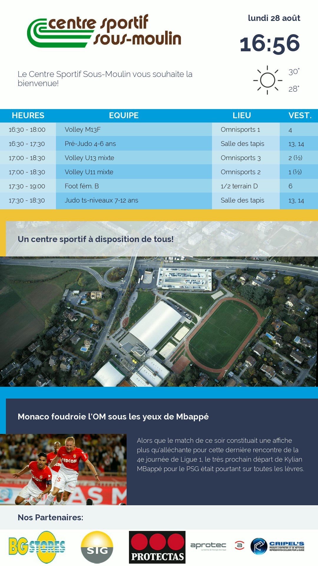 Interface d'affichage de l'écran d'accueil