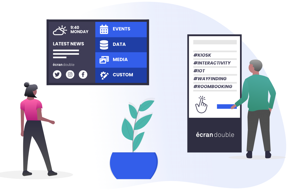 Affichage dynamique, écrans connectés et kiosks tactiles